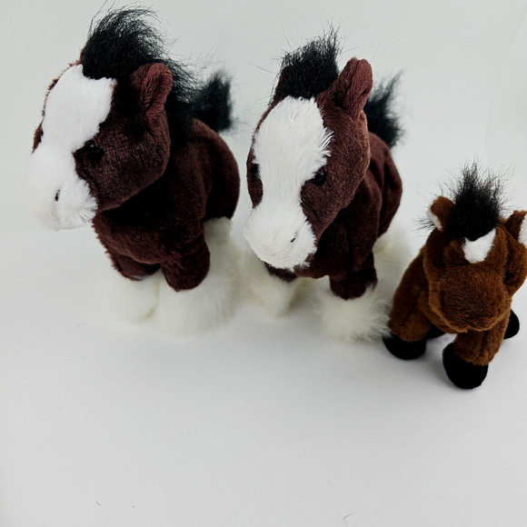 2 Ganz Webkinz Clydesdale Horse 8in and Soft Spot 5 in Pony Brown White 3 horses - Picture 4 of 15